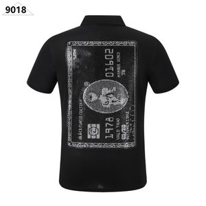 New PP Men Polo Shirt Summer Skull Diamond Phillip Plain Short Sleeve Designer T Shirt Harajuku Tee Skulls Print Tops Streetwear FP9018