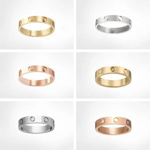 Luxury Ring Designer Fashion Luxury Diamond Jewelry 18K Rose Gold Silver Plated Titanium Steel Classic Band Rings for Women Mens Wedding Lovers Par 4mm 5mm 6mm