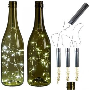 Stringhe a LED Bottiglia di vino Filo di rame String Light Home Bistro Starry Bar Party San Valentino Decor Lampada Alimentato a batteria Drop Delivery Ligh Dhqni