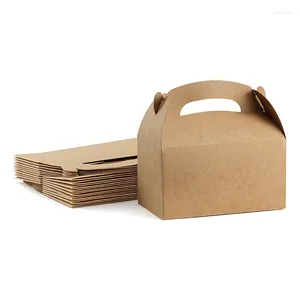 Opakowanie prezentów 20pcs Kraft Treat Boxes Gable Party Favor Paper na urodzinowe pudełko na pudełko niestandardowe opakowanie z logo