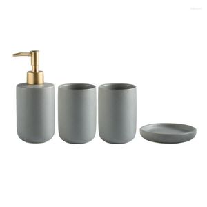 Conjunto de acessórios de banho YYSD Garrafa de loção Armazenamento de banheiro 4 unidades / conjunto Caixa dispensadora de sabão Suporte de copo de escova de dentes