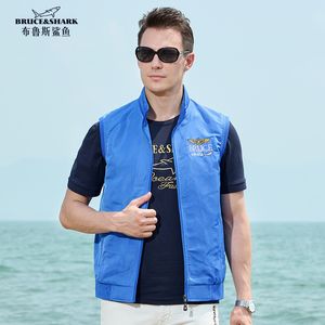 Coletes masculinos 202 Bruce Shark Fino Algodão Colete Interno Top Quality Bordado Casaco Solto Moda Casual Tamanho Grande 4XL Homens Outerwear 230914