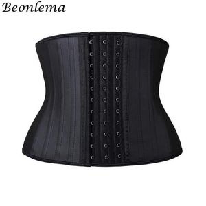 Steen Bones Waist Trainer Latex Plus Size Corset Girdle Molding Strap Slimming Tummy Breasted Belts Black Body Shaper Women's245P