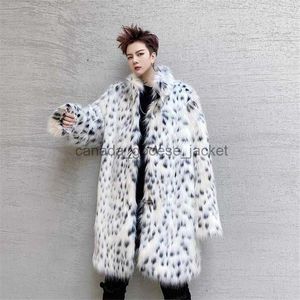 Männer Pelz Faux Pelz männer Graben Mäntel 2021 Winter Lange Pelzmantel Herren Mode Weiß Leopard Warme Frauen verdicken Jacken Manteau HommeL230914