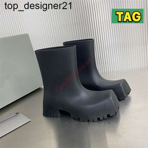 Novas mulheres homens Blcg Trooper Bota de borracha botas de chuva paris dedos quadrados bege oliva cinza mens designer botas de luxo sola homens mulheres tênis botas