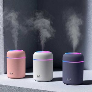 Humidifiers Mini Humidifier 300ml Bedroom Office Living Room Portable Low Noise Diffuser Atmosphere Light Mist Sprayer Aroma Diffuser L230914