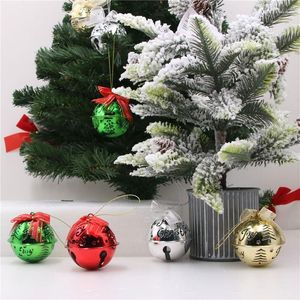 Party Supplies 1PC Christmas Openwork Bell Bow Ribbon Metal Jingle Bells Tree Hanging Pendant Ornament Decoration For Home
