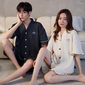 Homens sleepwear 2023 quimono algodão waffle para casais japão moda homewear homens e mulheres combinando pijamas conjunto verão pijamas