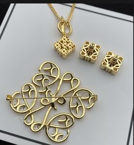 New Fashion Anagram Enamel necklace pendant asymmetric women retro earrings rose gold full diamonds ear stud hoop ladies brooch Designer Jewelry 117