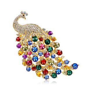 Pins Brooches Fashion Rhinestone Peacock Bird Women Beauty Animal S Party Office Brooch Gifts Drop Delivery Jewelry Dhqrx