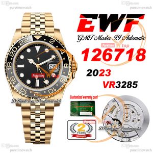 EWF GMT 126718 VR3285自動メンズウォッチ18Kイエローゴールドセラミックベゼルブラックスティックダイヤル904LスチールジュビレストブレスレットスーパーエディションPuretimewatch 06