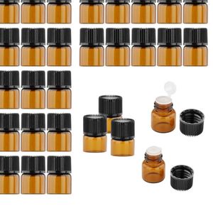 Depolama Şişeleri 50x Orta Delik Fişi için Amber Mini Cam Şişe 3ml