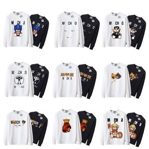 Designer hoodie autumn teddy bear letter print pullover cotton loose fitting long sleeved sweater men and women's couple round neck sweatshirt solid color top