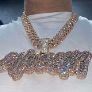 Gioielli hip-hop moissanite dall'aspetto premium popolare personalizzato Catena a maglie cubane Vvs1 Ciondolo ghiacciato con diamanti