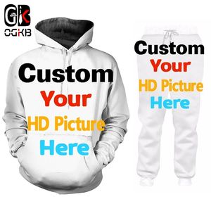 Men's Tracksuits Custom Tracksuit 2 Piec Pants Sets Men And Women Custom Own Pictures 3D Printing Hoodie Tracksuit Jogging Pants DIY Clothing 230914