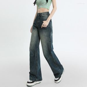 Jeans da donna Pantaloni cargo in denim Donna Y2K Hippie Pantaloni a gamba larga retrò streetwear retrò a vita alta