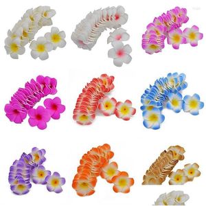 장식용 꽃 화환 30pcs 5-9cm 인공 Plumeria Hawaiian PE FOM FRANGIPANI 꽃 DIY 화환 머리 장식 웨딩 파티 D DHKLJ