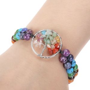 Bracciale a doppio strato con ametista e howlite da 6 mm, yoga, 7 chakra, guarigione, ghiaia, albero della vita, braccialetti di cristallo per le donne, regalo