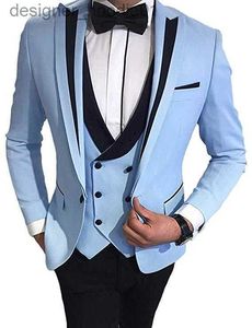 Mäns kostymer blazers mode en knapp blå/vit/lila/gröna bröllop män kostymer topp lapel tre stycken affär brudgummen tuxedos (jacka+byxor+väst+slips) W1014 L230914