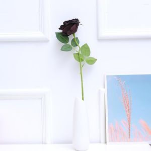 Dekorativa blommor Artificial Rose Flower Real Looking Black Single Bouquet for Wedding Party Festival