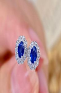 22090406 Diamondbox dimaond sapphire Jewelry earrings ear studs oval 045ct royal blue 05ct au750 white gold daily must have eleg4774071
