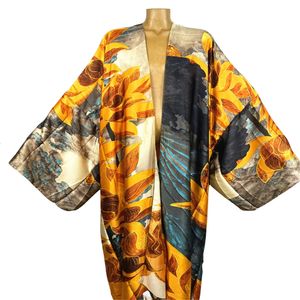 Kimono boho druk stroju kąpielowego Kimono Bohemian Kaftans Beach Stroje dla kobiet eleganckie swetry maxi noszenie stroju kąpielowego Kaftan 230914