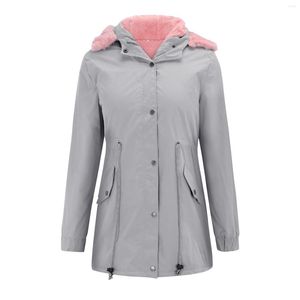 Trench da donna Cappotto antipioggia da donna Cappotto invernale da donna Giacca calda da donna con cappuccio lungo spesso