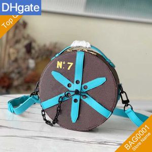 Wallets Wheel Bags Circular Hatbox M59706 Man women fashion canvas Cow leather chains Single handle hard shoulderbag handbags B238 IHBH