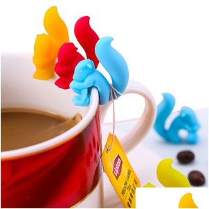 Strumenti per caffè e tè Simpatico lumaca a forma di scoiattolo Portaborse Sile Clip per tazza Tazza Colori caramelle Set regalo Buono infusore per tè 5 Dbc Drop Consegna Dhroo