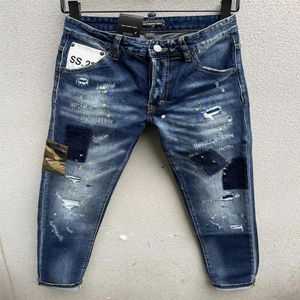 DSQ PHANTOM TURTLE Jeans masculinos clássicos da moda homem jeans hip hop rock moto masculino design casual jeans rasgados angustiados skinny 2090
