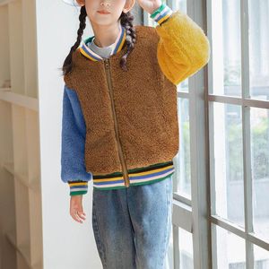 Jackets Autumn And Winter Toddler Kids Baby Girls Long Sleeve Sports Coat Zipper Warm Fleece Splicing Thick Lamb Wool Outwear#g3