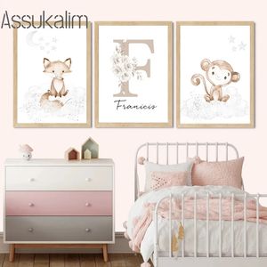 Wandposter, Elefant, Bär, Kunstdrucke, Kinderzimmer, Poster, Dschungeltier, Leinwand, Bilder, Babyzimmer, Malerei, Wanddekoration, L01