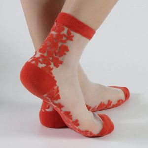 Frauen Socken 2023 Casual Mode Spitze Kristall Glas Seide Kurze Dünne Transparent Sexy Lustige Fabrik Direkt Verkauf