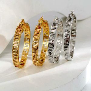 Новый дизайн, золотые круглые серьги большего размера с буквами F, женские серьги-кольца, дизайнерские украшения E101098