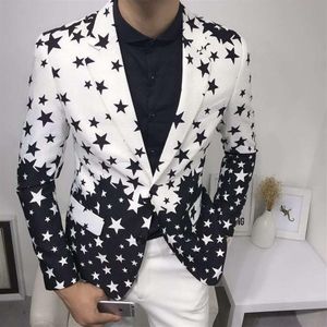 Luxury Star Print Slim Fit Blazers Brand Mens Club Dress Groom Tuxedo Mens Formal Wedding Prom Blazer Men Costume Homme223x