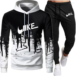 Tasarımcı Mens Tech Polar Trailsuit 2023 Bahar Erkekler Marka Mektubu Baskı Moda Setleri Sıradan kazak Terzini 2 Parça Hoodies Sweatshirt Sweatpants Set