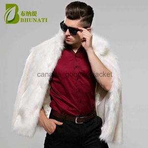 Men's Fur Faux Fur Men039s Jackets BHUNATI Mens Fur Coat White Stand Collar Long Sleeve Winter Men Faux Solid Loose Jacket Casual2110193L230914