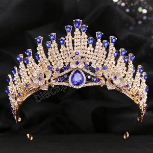 Braut-Kopfbedeckung, rote Strass-Krone, Damen-Haarschmuck, exquisite, schillernde Party-Krone, luxuriöse Geburtstags-Hochzeits-Tiaras