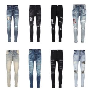 Lila Jeans Designer-Jeans Herren Denim bestickte Hosen Mode Lochhosen US-Größe 29-40 Hip Hop Distress Reißverschlusshosen Beste Designer-Daunenjacken Winter reine Baumwolle