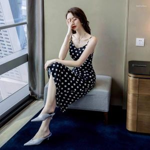 Casual Dresses Fashion Polka Dot Summer Dress Spaghetti Strap V Neck Holiday Beach Female Wear