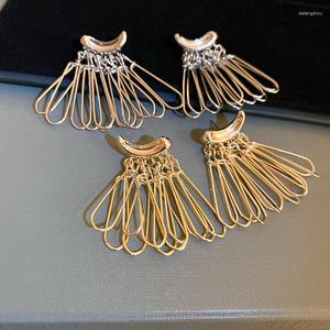 Dangle Earrings Electroplated Paper Clip Shape Metal Metal Light Luxury Fashion Niche High-Grade