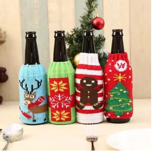 Christmas knitted wine bottle cover party favor xmas beer wines bags santa snowman moose beers bottles covers wholesale