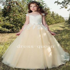 Flower Girl Dresses for Wedding Little Girls Kids Child Dress with Flower Fashion Princess Party Pageant Communion Dress296Q