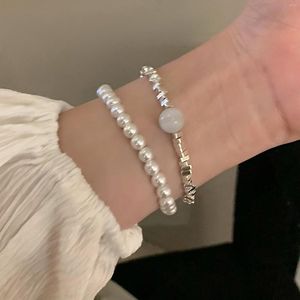 Strang-Mondstein-Perlen-Armband für Damen, leicht, luxuriös, Nische, exquisiter Freundin-Handschmuck