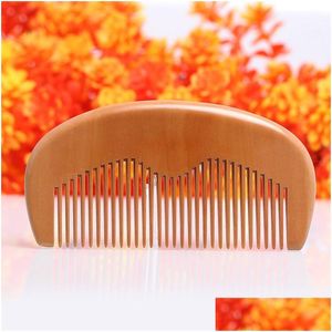 Hair Brushes Wholesale The Health S Of Natural Peach Wooden Comb Beard Pocket 11.5X5.5X1Cm Drop Delivery Products Care Styling Tools Dhic4