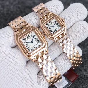 womens quartz movement watch Unique square elegant small 22mm medium 27mm316L precision steel shell set with diamond handle head embedded with a blue spinel watches