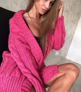 Women's Knits Sexy Long Cardigan For Women Sweater Y2kknitwears Red Outerwears Sweaters Streetwear Pink Coat V Neck Mujer Cardigans Gilet