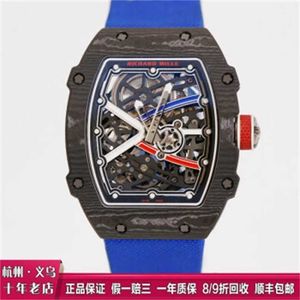 Automatisk Tourbillon Mechanical Watch Richarmilles armbandsur Swiss Watches RM6702 Blue Mens Watch ntpt kolfiber Titanium Metal Dial Automatic Machine WNU76