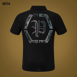 Novo pp men polo camisa verão crânio diamante phillip plain manga curta designer t camisa harajuku t marca crânios impressão topos streetwear fp9014