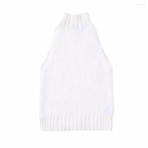 Kvinnors T-skjortor White Knit Topps Kvinnor Halter ärmlös Y2k Turtleneck Chic Lady Sticked Shirt T-shirts Tees Women's Clothing